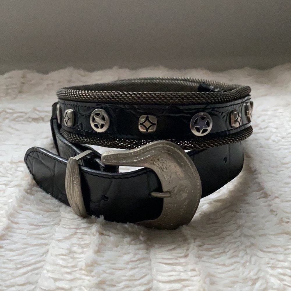 Vintage Donna Kay Genuine Leather & Silver Belt L